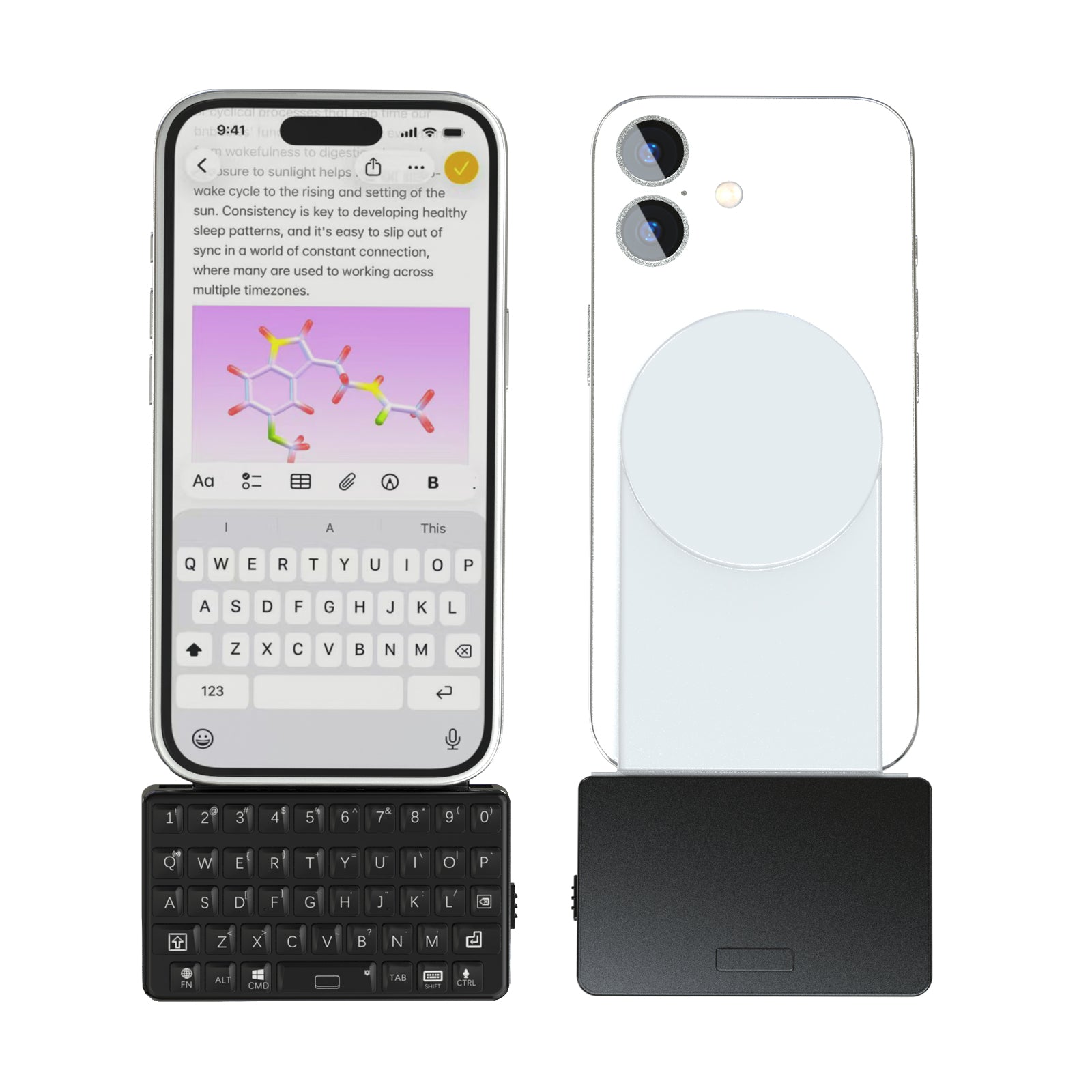 EXKnight Magnetic Keyboard for iPhone (MagSafe-Compatible) – Wireless Mini Keyboard with 3D Printed Magnetic Backplate, Clicky Dome Switch Typing Feel