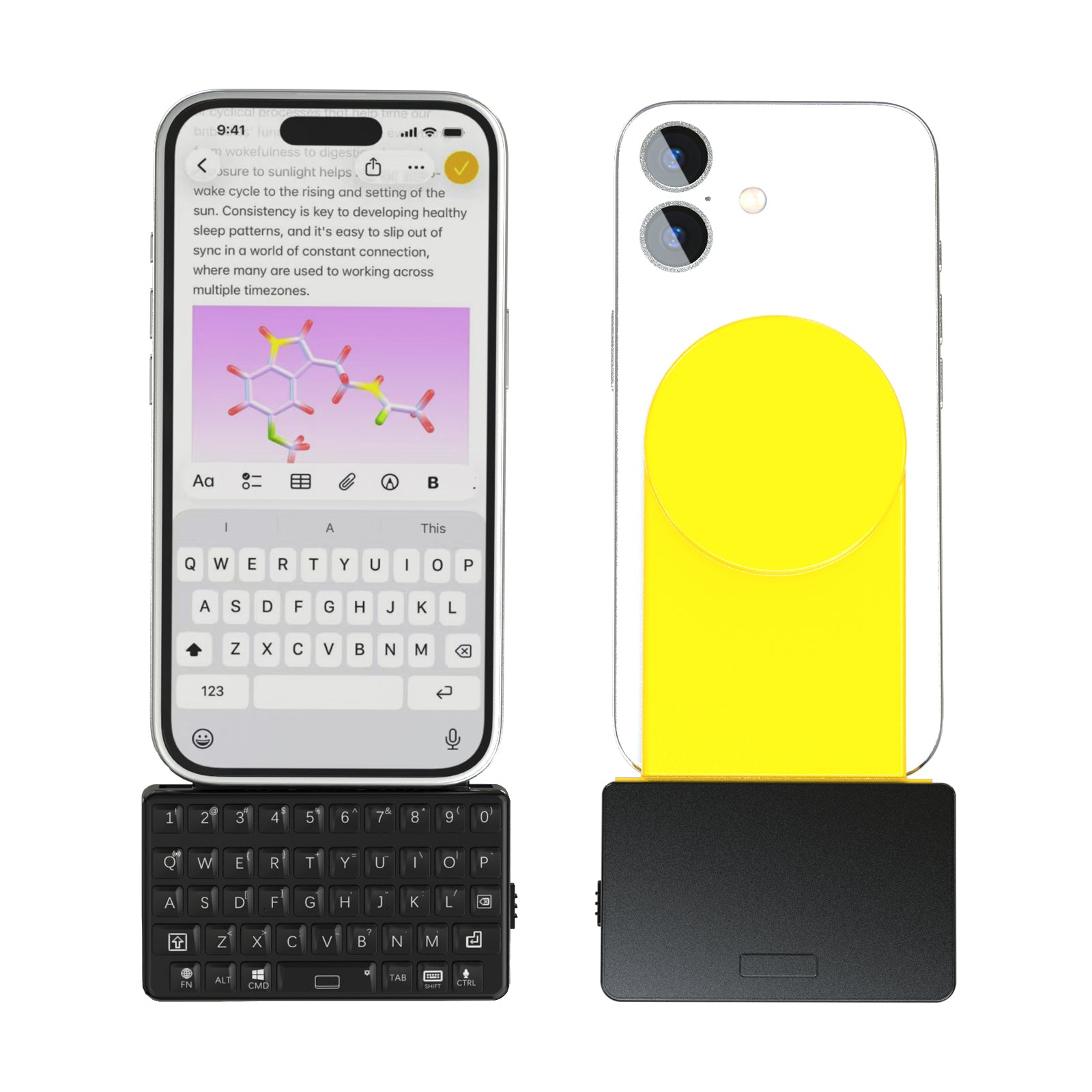 EXKnight Magnetic Keyboard for iPhone (MagSafe-Compatible) – Wireless Mini Keyboard with 3D Printed Magnetic Backplate, Clicky Dome Switch Typing Feel