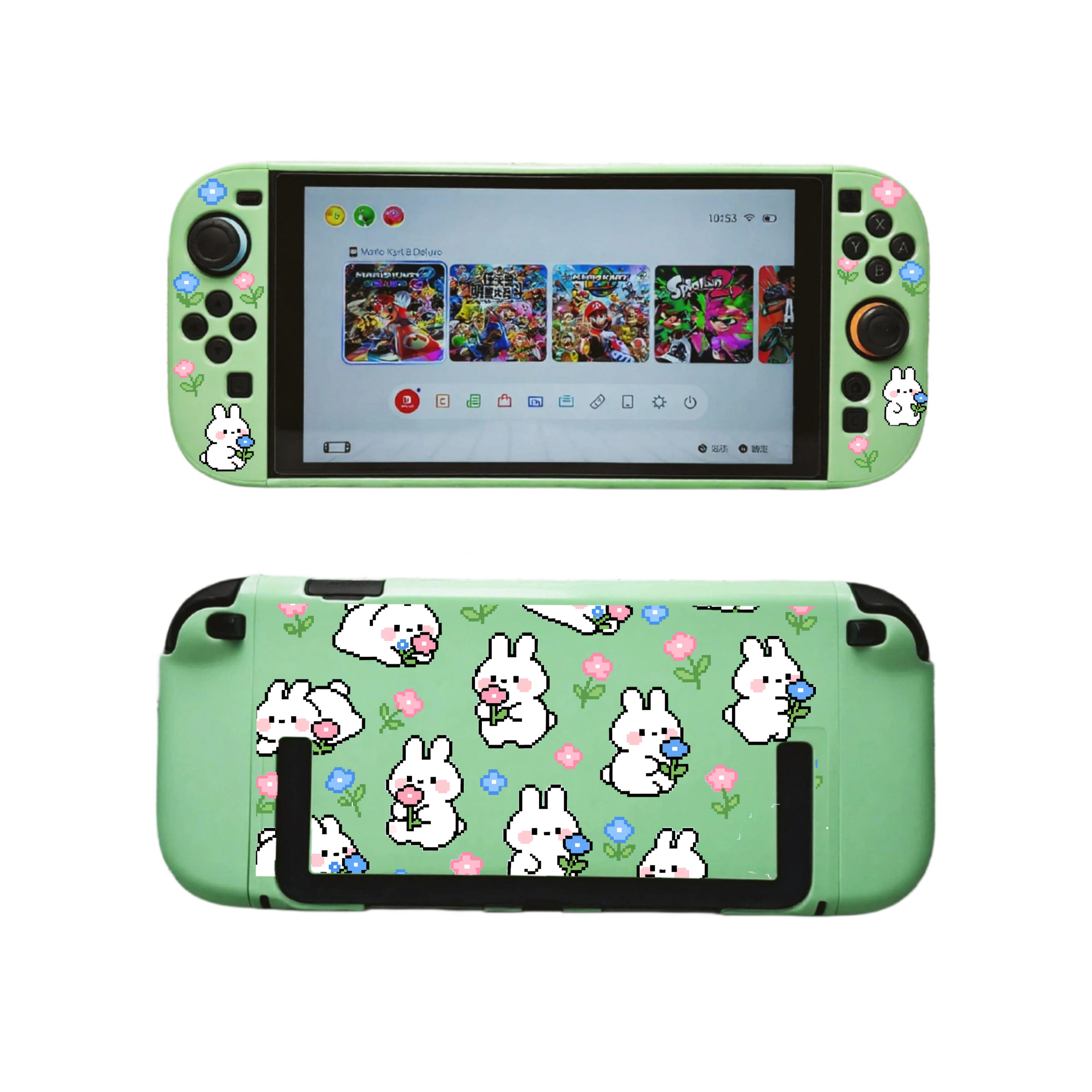 Texture UV Print Plastic Slim Case for Switch 2 - Pixel Bunny