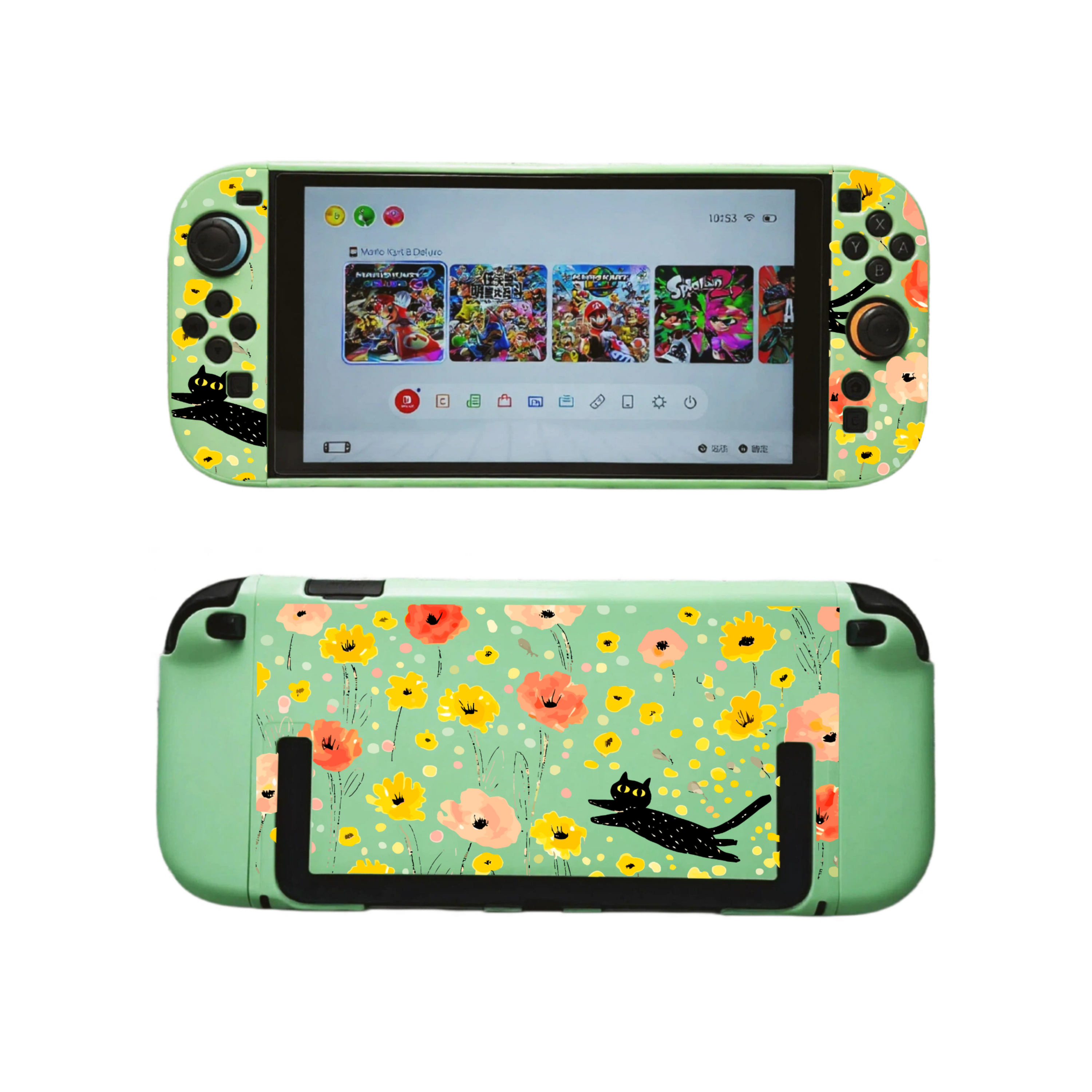 Texture UV Print Plastic Slim Case for Switch 2 - Meow in Bloom