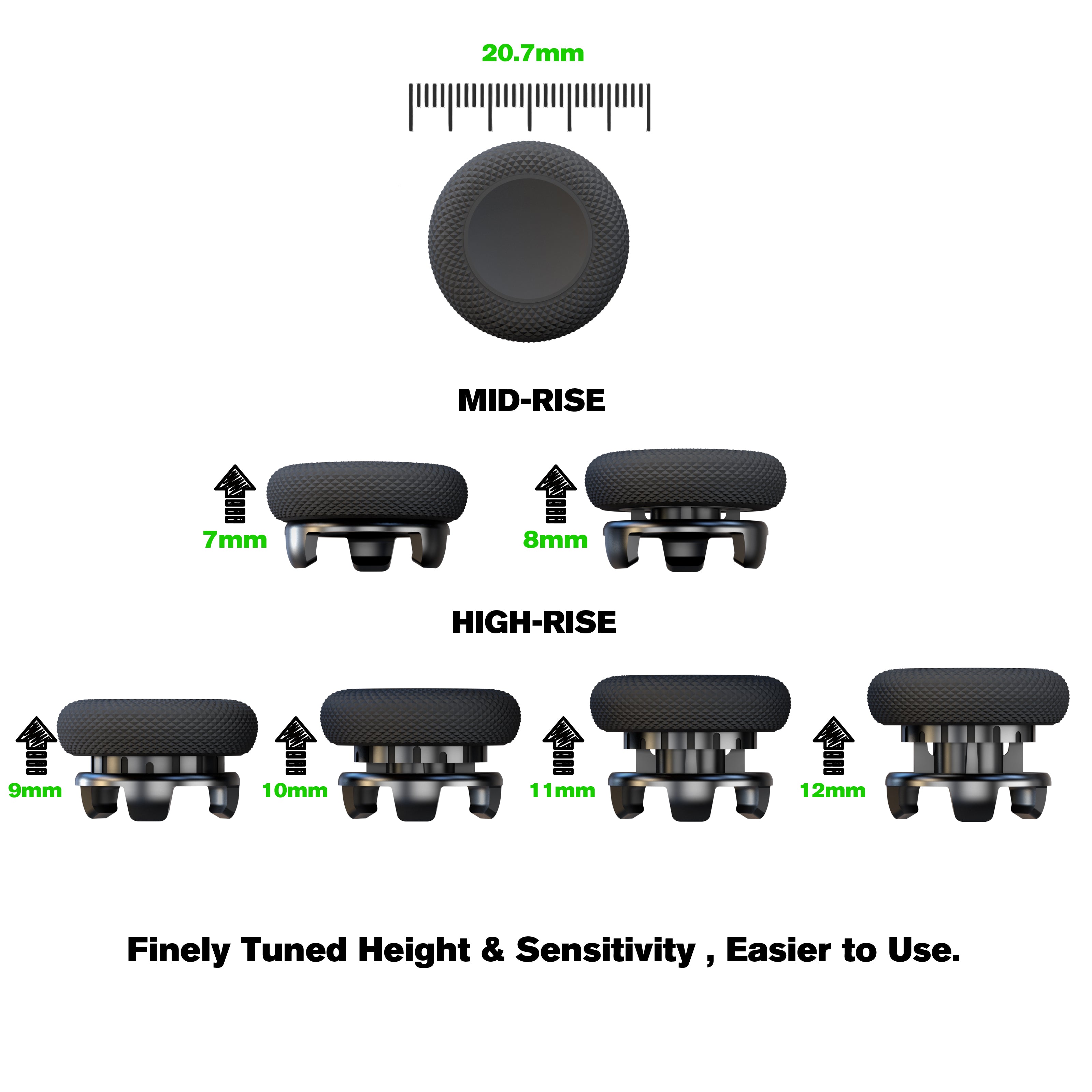 EXknight Controller Freaks, Height Adjustable Thumbstick Grips for PS5 and PS4 Controllers