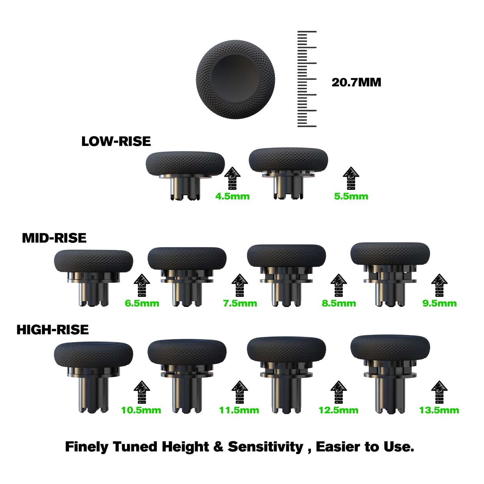 EXknight Controller Freaks, Height Adjust Thumbstick Grips for PS5 DualSense Edge Controller (3 PACK)