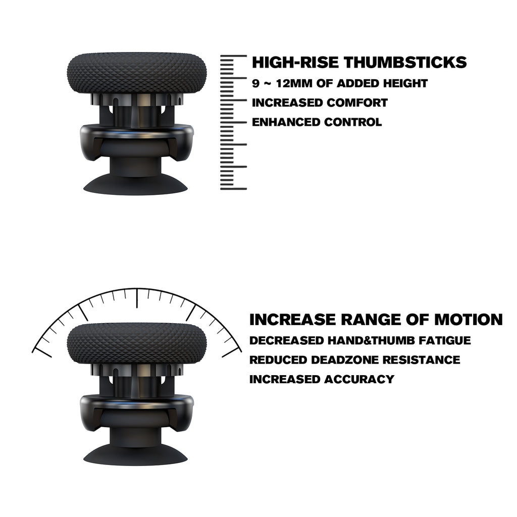 EXknight Controller Freaks, Height Adjustable Thumbstick Grips for PS5 and PS4 Controllers