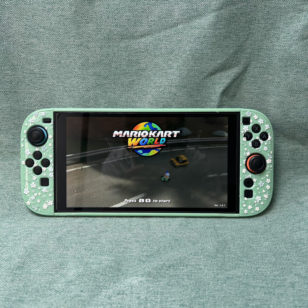 Texture UV Print Plastic Slim Case for Switch 2 - Mint Bloosm