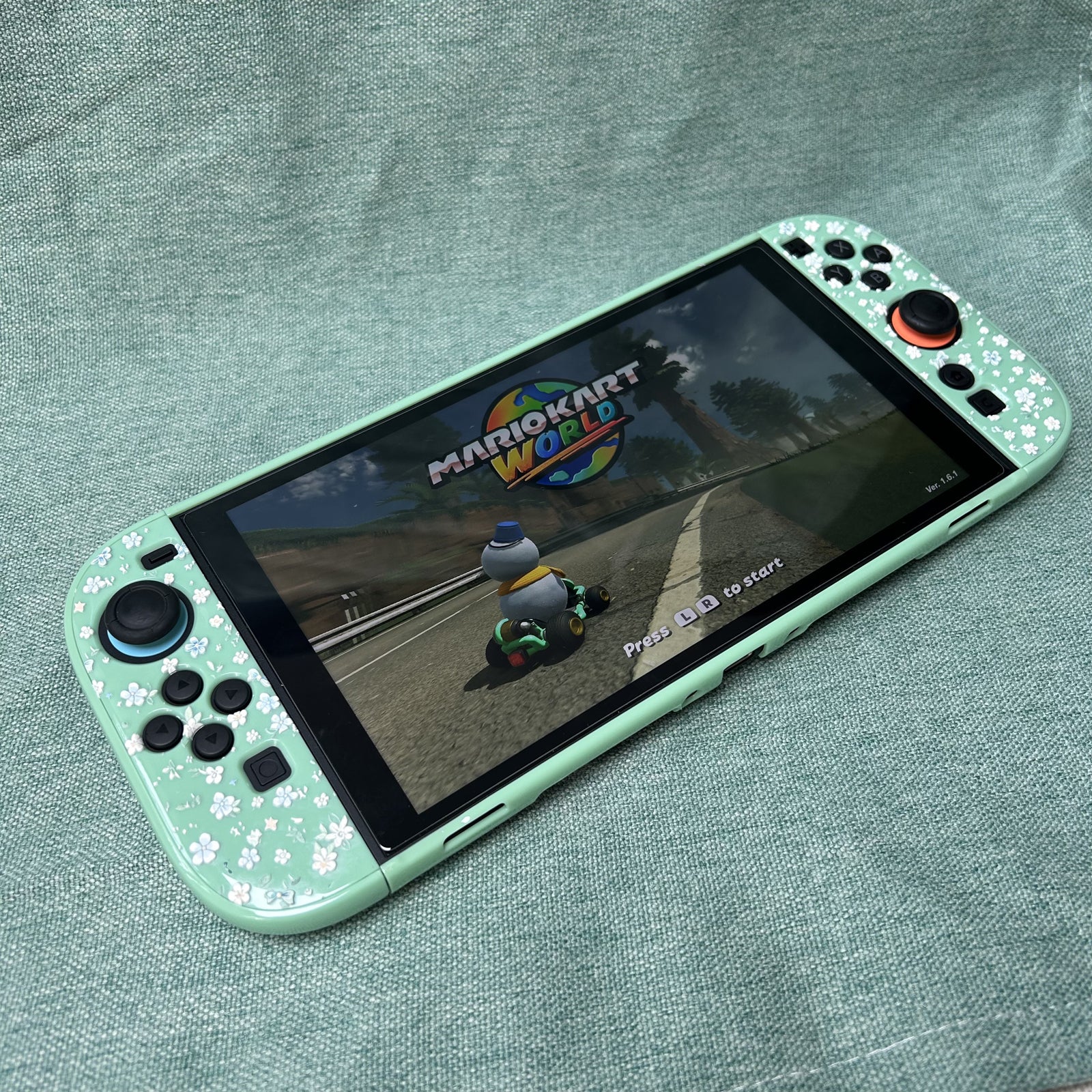 Texture UV Print Plastic Slim Case for Switch 2 - Mint Bloosm