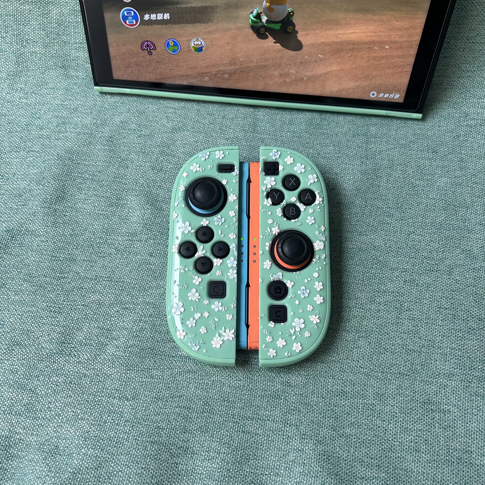 Texture UV Print Plastic Slim Case for Switch 2 - Mint Bloosm