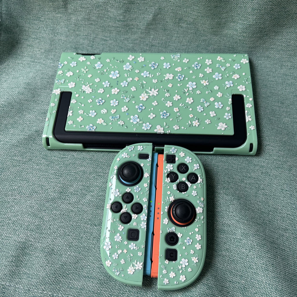 Texture UV Print Plastic Slim Case for Switch 2 - Mint Bloosm