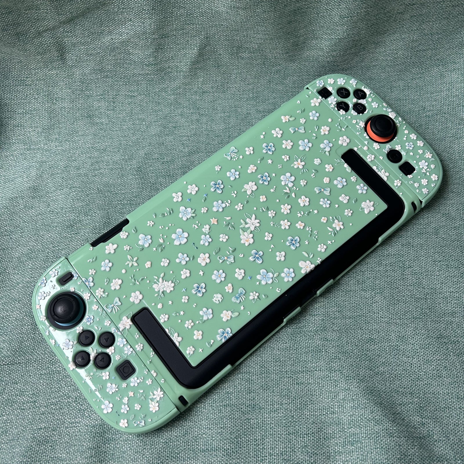 Texture UV Print Plastic Slim Case for Switch 2 - Mint Bloosm