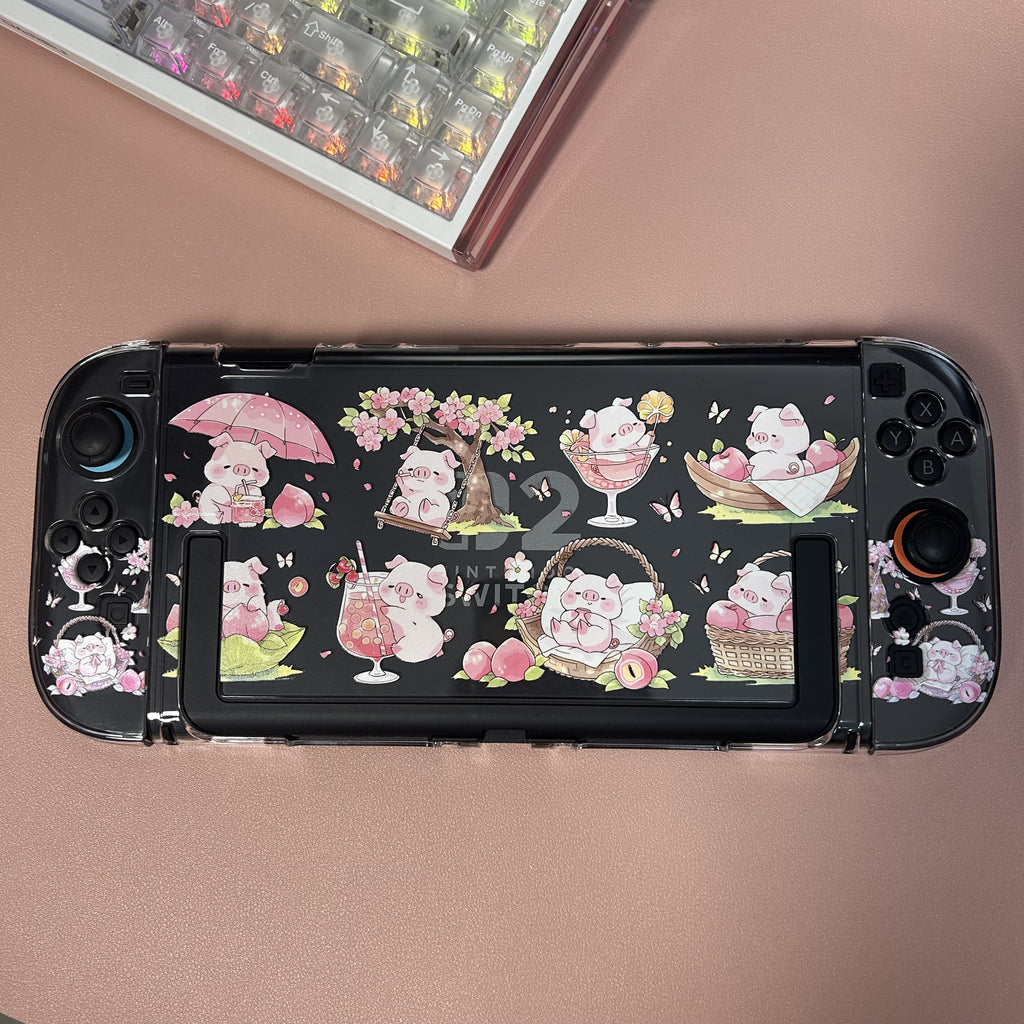 Texture UV Print Plastic Slim Case for Switch 2 - Peachy Piglet