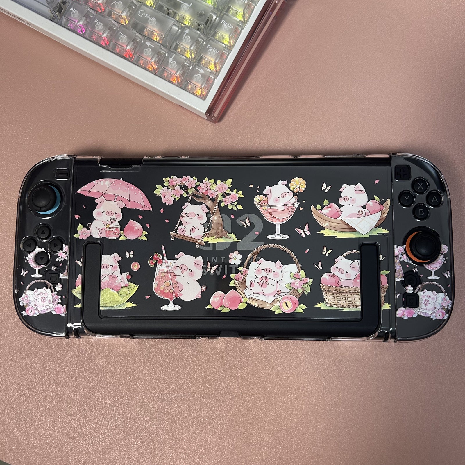 Texture UV Print Plastic Slim Case for Switch 2 - Peachy Piglet