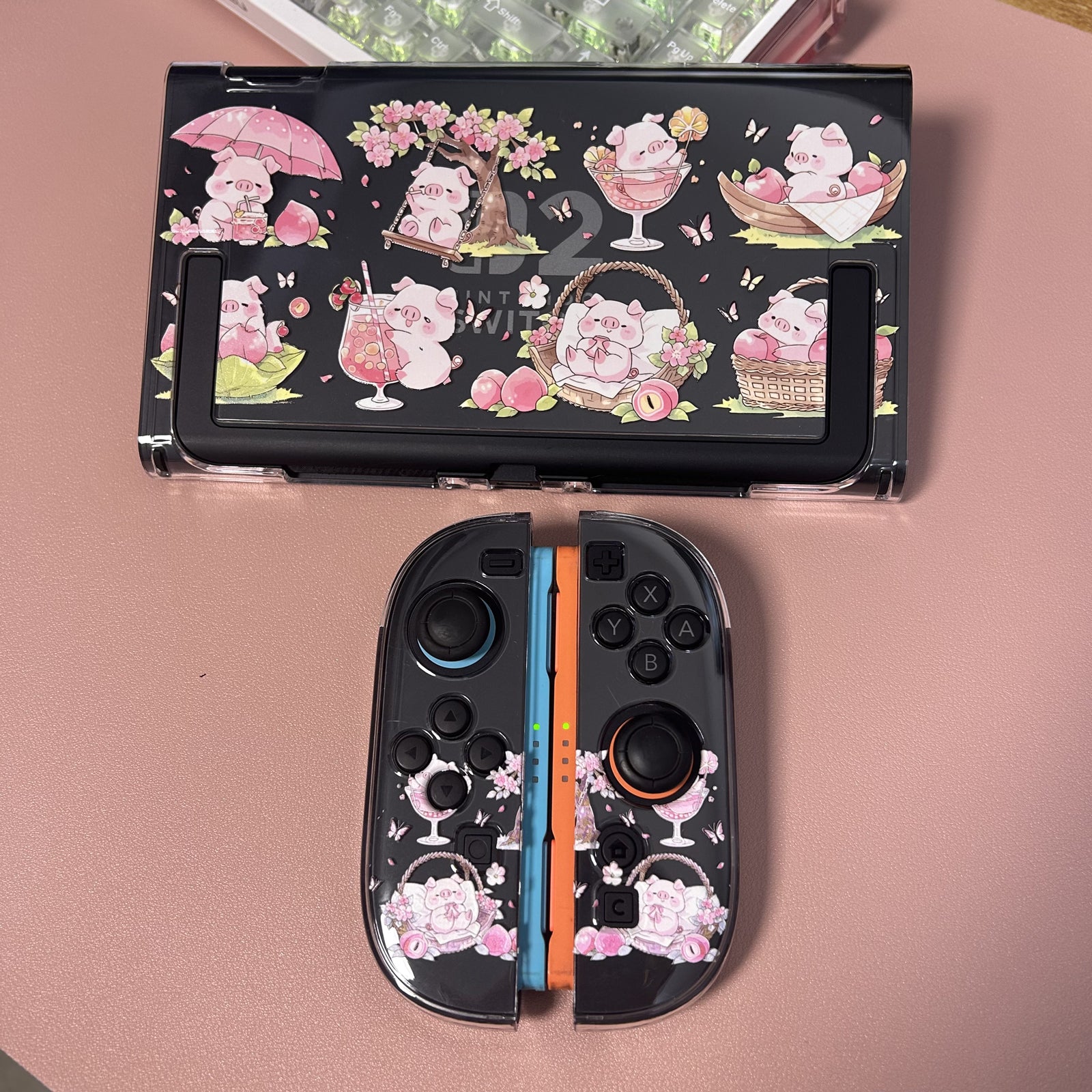 Texture UV Print Plastic Slim Case for Switch 2 - Peachy Piglet