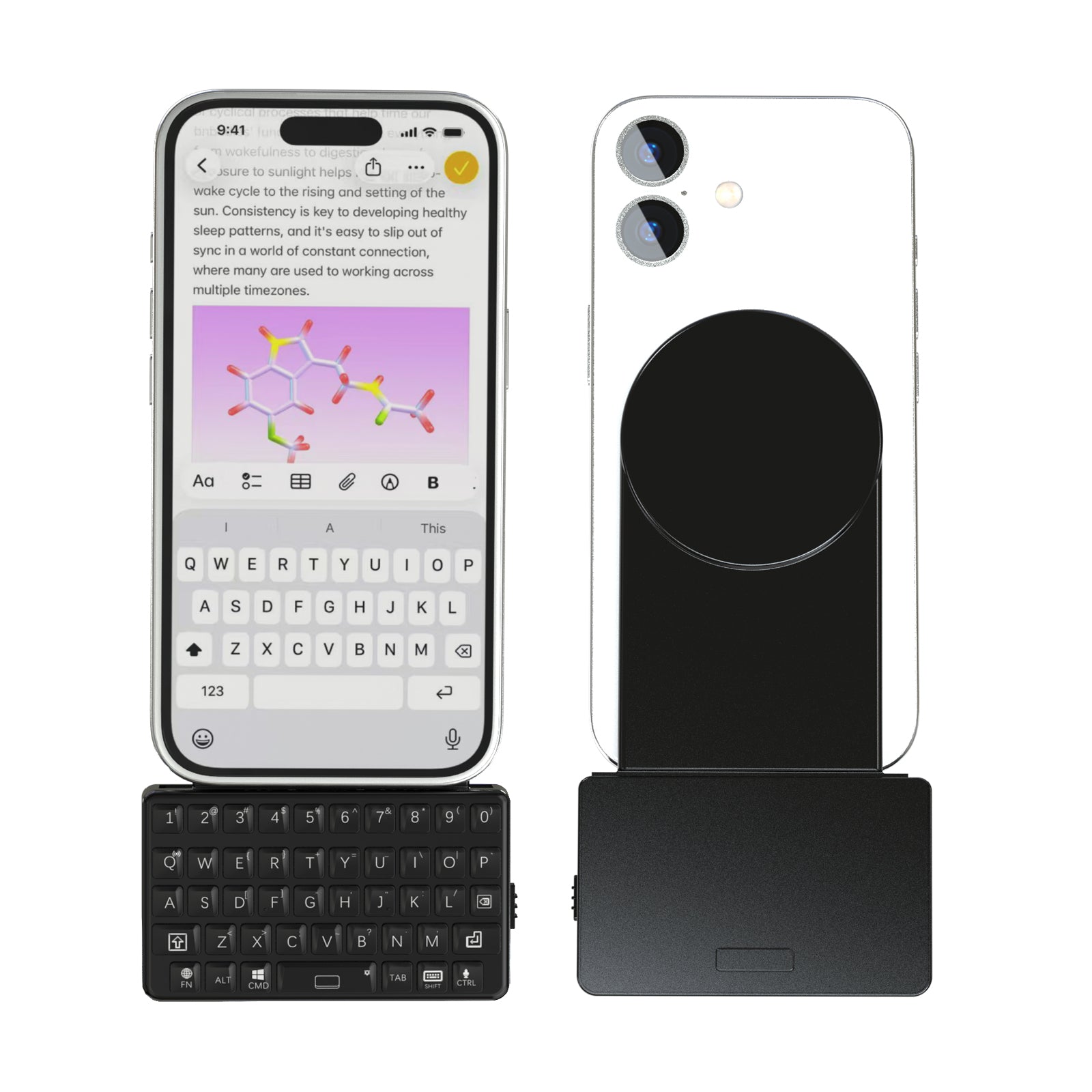 EXKnight Magnetic Keyboard for iPhone (MagSafe-Compatible) – Wireless Mini Keyboard with 3D Printed Magnetic Backplate, Clicky Dome Switch Typing Feel