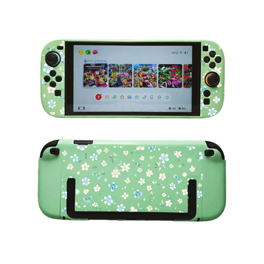 Texture UV Print Plastic Slim Case for Switch 2 - Mint Bloosm