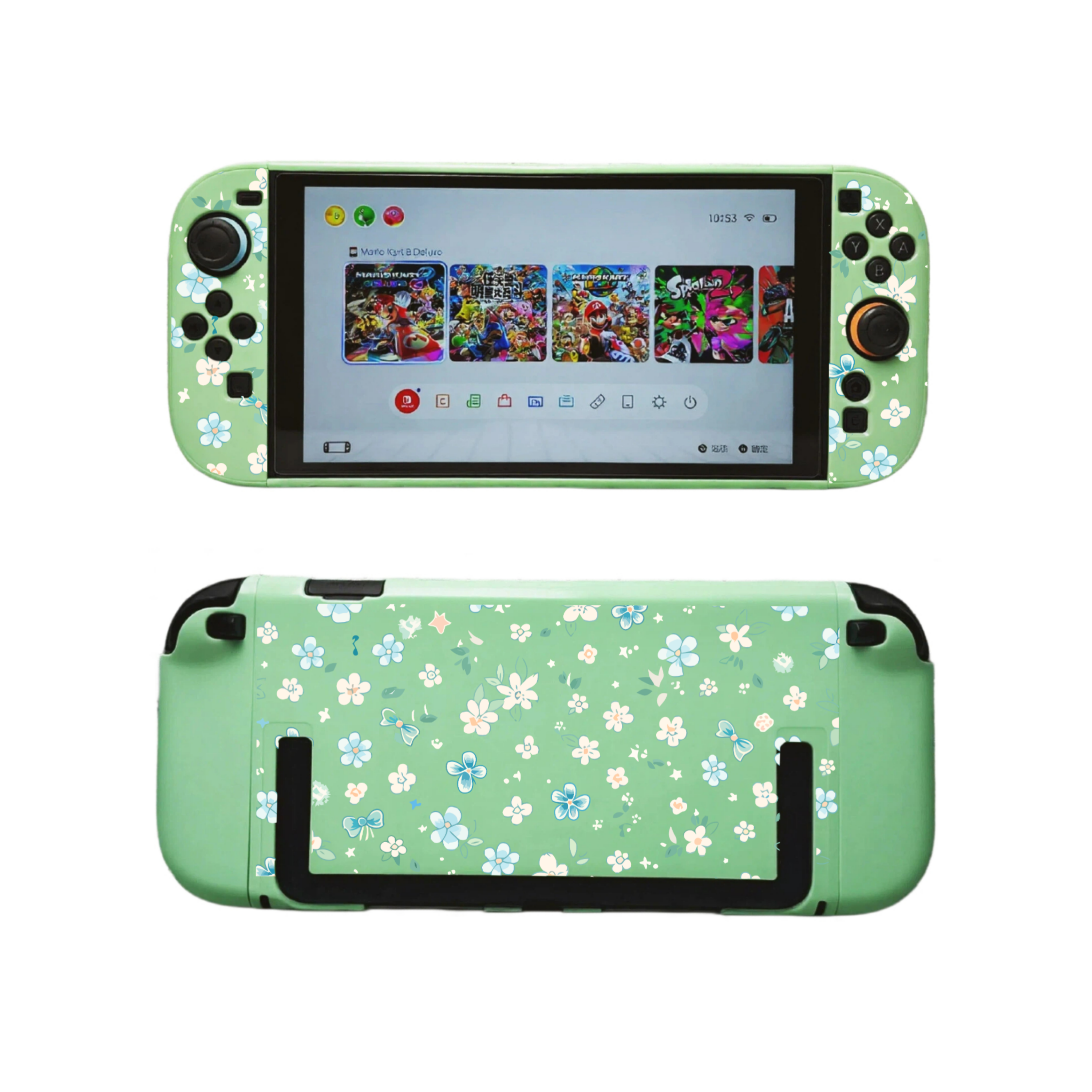 Texture UV Print Plastic Slim Case for Switch 2 - Mint Bloosm